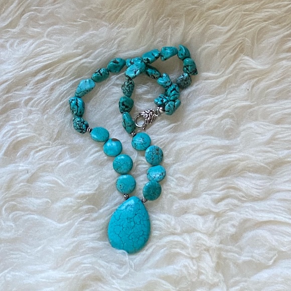 ATI 925 STERLING SILVER TURQUOISE NECKLACE - Picture 2 of 13